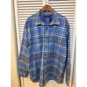 Ridgecut Toughwear Mens 2XL Blue Plaid Vented Back Work Shirt Long Sleeve Button